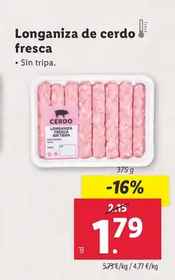 Lidl Longaniza de cerdo fresca oferta