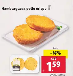 Lidl Hamburguesa pollo crispy oferta