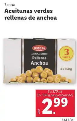 Lidl BARESA Aceitunas verdes rellenas de anchoa oferta