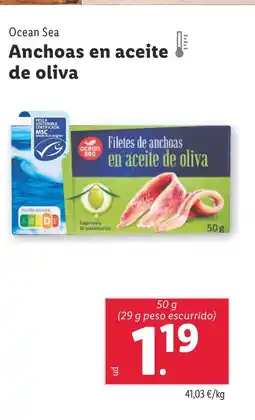 Lidl OCEAN SEA Anchoas en aceite de oliva oferta