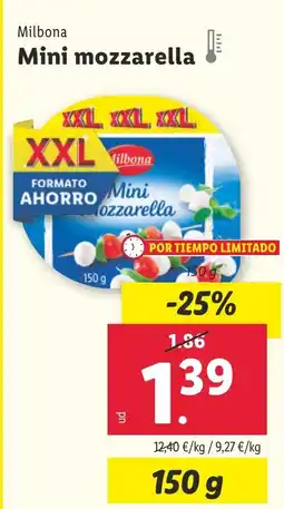 Lidl MILBONA Mini mozzarella oferta