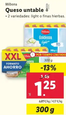 Lidl MILBONA Queso untable oferta