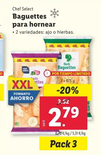 Lidl CHEF SELECT Baguettes para hornear oferta