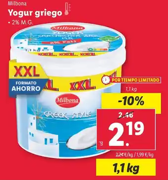 Lidl MILBONA Yogur griego oferta