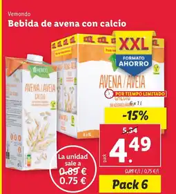 Lidl VEMONDO Bebida de avena con calcio oferta