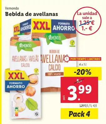 Lidl VEMONDO Bebida de avellanas oferta