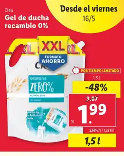 Lidl CIEN Gel de ducha recambio 0% oferta