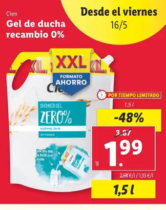 Lidl CIEN Gel de ducha recambio 0% oferta