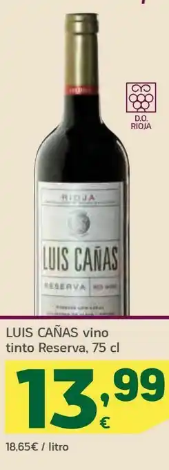 HiperDino Vino tinto reserva 75 cl luis cañas oferta