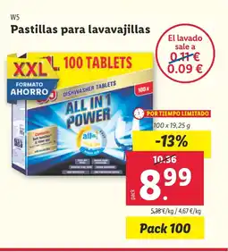 Lidl W5 Pastillas para lavavajillas oferta
