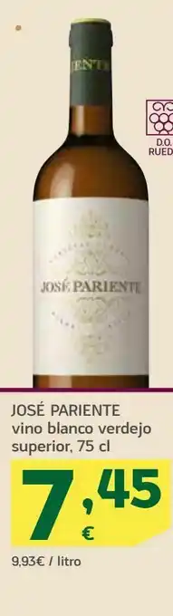 HiperDino Vino blanco verdejo superior josé pariente 75 cl oferta
