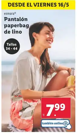 Lidl ESMARA Pantalón paperbag de lino oferta