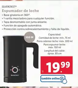 Lidl SILVERCREST Espumador de leche oferta