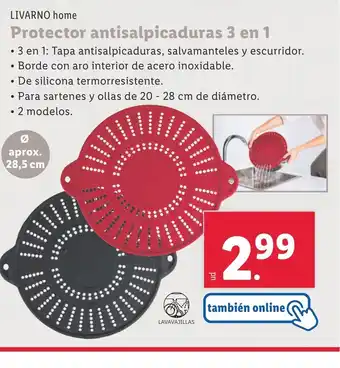 Lidl LIVARNO home Protector antisalpicaduras 3 en 1 oferta