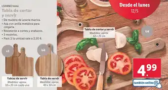 Lidl LIVARNO home Tabla de cortar y servir oferta