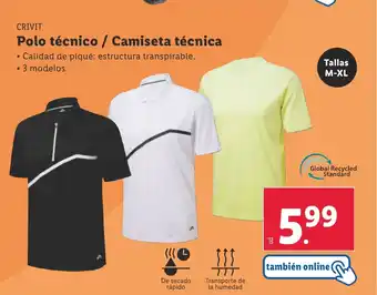 Lidl CRIVIT Polo técnico / Camiseta técnica oferta