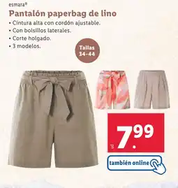 Lidl ESMARA Pantalón paperbag de lino oferta