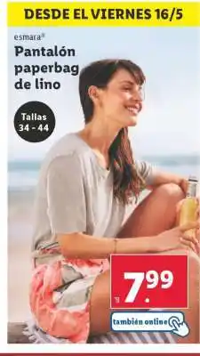 Lidl Pantalón paperbag de lino oferta