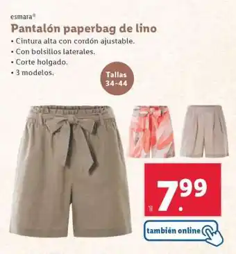 Lidl Pantalón paperbag de lino oferta