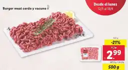 Lidl Burger meat cerdo y vacuno oferta
