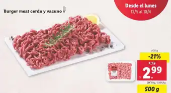 Lidl Burger meat cerdo y vacuno oferta