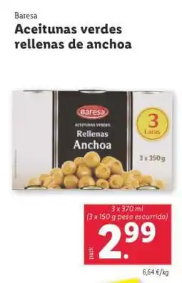 Lidl Aceitunas verdes rellenas de anchoa oferta
