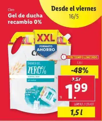 Lidl Gel de ducha recambio 0% oferta