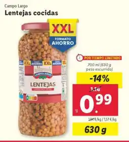 Lidl Lentejas cocidas oferta