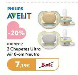 Prénatal PHILIPS AVENT 2 Chupetes Ultra Air 0-6m Neutro oferta
