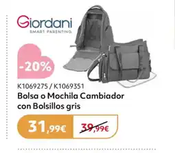 Prénatal GIORDANI Bolsa o Mochila Cambiador con Bolsillos gris oferta