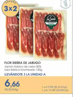 Supermercados Plaza FLOR SIERRA DE JABUGO Jamón ibérico de cebo 50% raza ibérica loncheado oferta