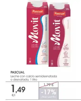 Supermercados Plaza PASCUAL Leche con calcio semidesnatada o desnatada oferta