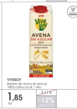 Supermercados Plaza VIVESOY Bebida de avena sin azúcar 100% cultivo local oferta