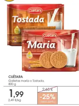 Supermercados Plaza CUÉTARA Galletas maría o Tostada, oferta