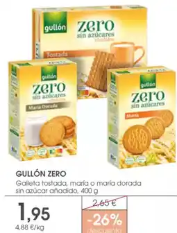 Supermercados Plaza GULLÓN ZERO Galleta tostada, maría o maría dorada sin azúcar añadido oferta