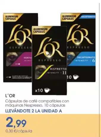 Supermercados Plaza L'OR Cápsulas de café compatibles con máquinas Nespresso, 10 cápsulas oferta