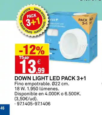 Bricoking Down light led pack 3+1 oferta