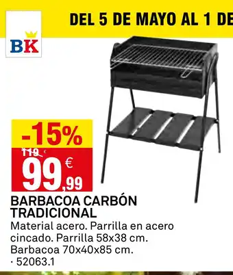 Bricoking Barbacoa carbón tradicional oferta