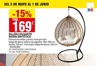 Bricoking Sillón colgante ratan sintetico oferta