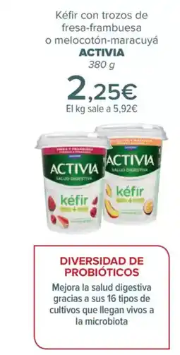 Carrefour ACTIVIA Kéfir con trozos de fresa-frambuesa o melocotón-maracuyá oferta