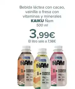 Carrefour KAIKU Bebida láctea con cacao, vainilla o fresa con vitaminas y minerales oferta