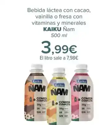 Carrefour KAIKU Bebida láctea con cacao, vainilla o fresa con vitaminas y minerales oferta