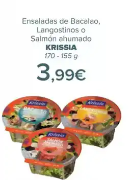 Carrefour KRISSIA Ensaladas de Bacalao, Langostinos o Salmón ahumado oferta