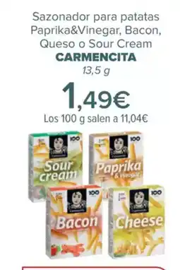 Carrefour CARMENCITA Sazonador para patatas Paprika&Vinegar, Bacon, Queso o Sour Cream oferta