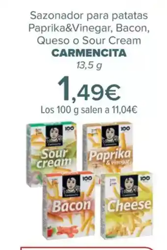 Carrefour CARMENCITA Sazonador para patatas Paprika&Vinegar, Bacon, Queso o Sour Cream oferta