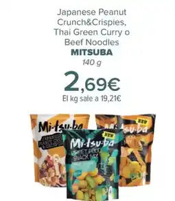 Carrefour MITSUBA Japanese Peanut Crunch&Crispies, Thai Green Curry o Beef Noodles oferta