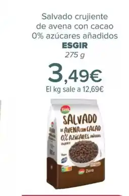 Carrefour ESGIR Salvado crujiente de avena con cacao 0% azúcares añadidos oferta