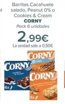Carrefour CORNY Barrita proteica Peanuts Butter, Caramel o Hazelnut chocolate oferta