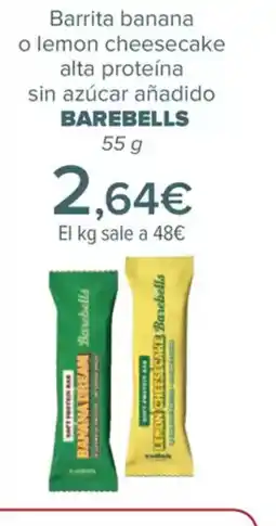 Carrefour BAREBELLS Barrita banana o lemon cheesecake alta proteína oferta