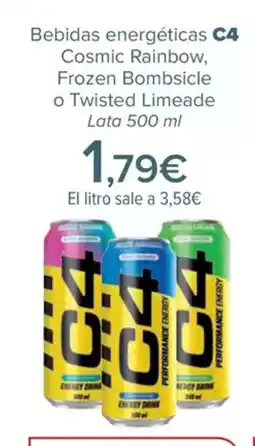 Carrefour C4 Bebidas energéticas Cosmic Rainbow, Frozen Bombsicle o Twisted Limeade Lata oferta